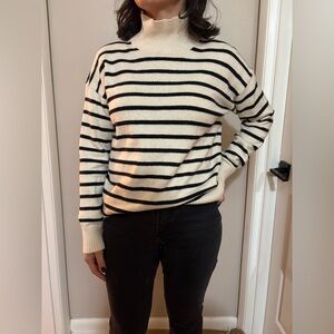 Banana Republic Black and Cream Striped Sweater